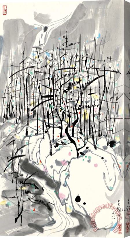 Wu Guanzhong Woods And Stone, 1988 Stretched Canvas Painting / Canvas Art