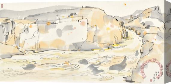 Wu Guanzhong Yellow River Under Moonlight Stretched Canvas Print / Canvas Art