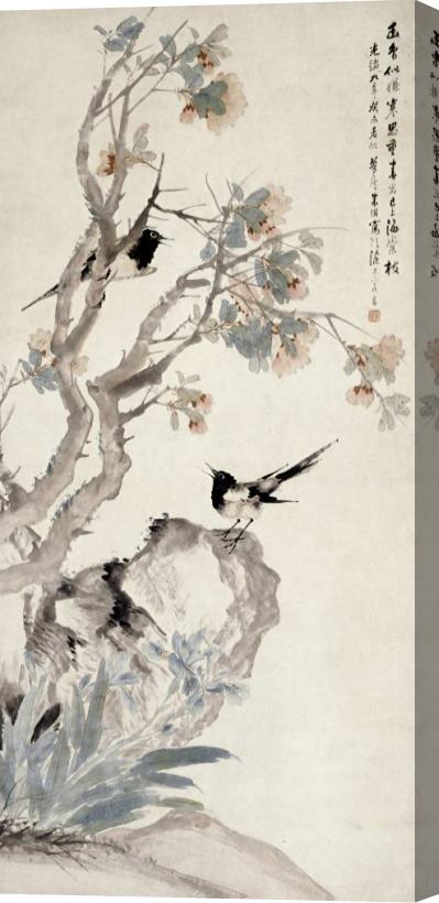Zhu Cheng Birds And Flowering Tree Stretched Canvas Print / Canvas Art