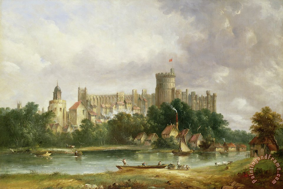 Alfred Vickers Windsor Castle from the Thames painting Windsor