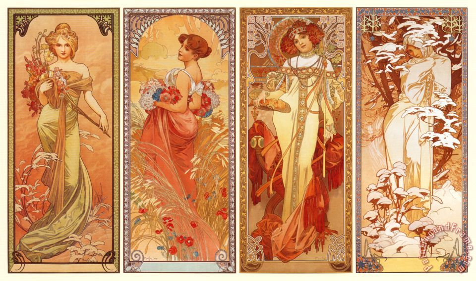 Alphonse Marie Mucha Les Saisons 1900 painting - Les Saisons 1900 print ...