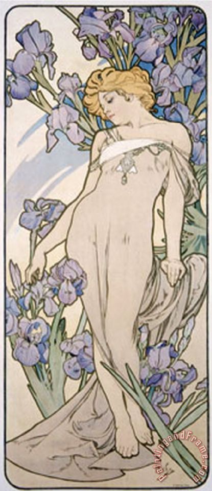 Alphonse Marie Mucha Mucha Nouveau Iris Flower Poster Art Print By Alphonse Marie Mucha