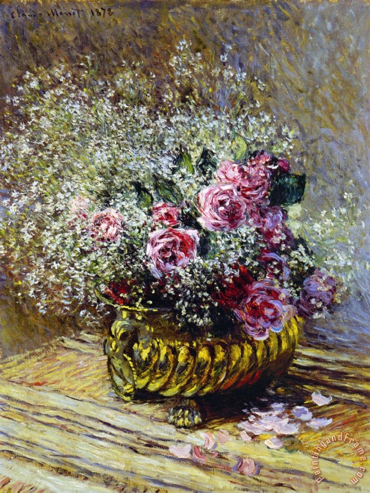Claude Monet Roses in a Copper Vase painting - Roses in a Copper Vase