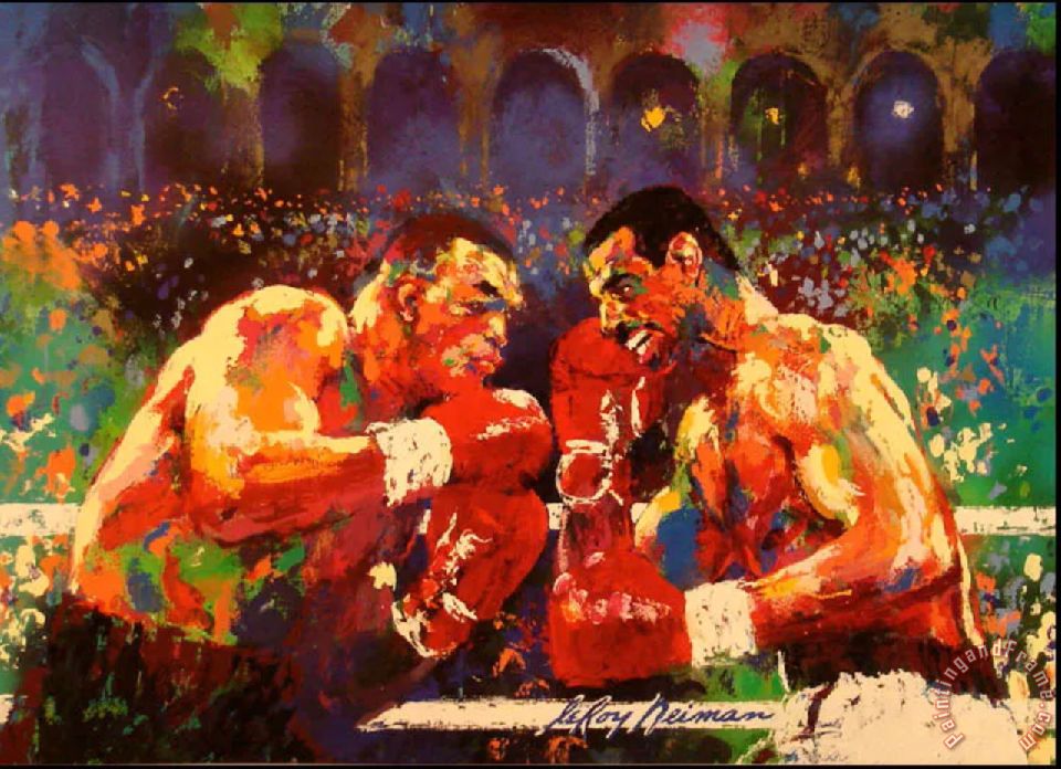 Match painting. Mike Tyson vs Michael Spinks. Лерой Нейман Rocky vs Apollo. Jerry Neiman картина Рокки и Аполло оригинал. Spinks Paint.