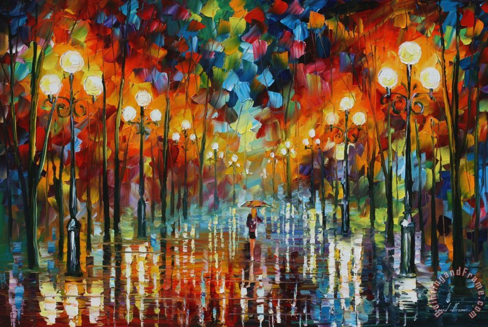Leonid Afremov A Date With The Rain painting - A Date With The Rain ...