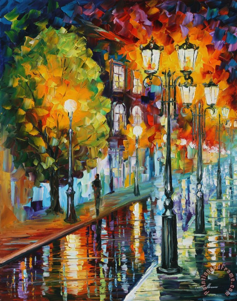 Leonid Afremov After A Rainy Night painting - After A Rainy Night print ...