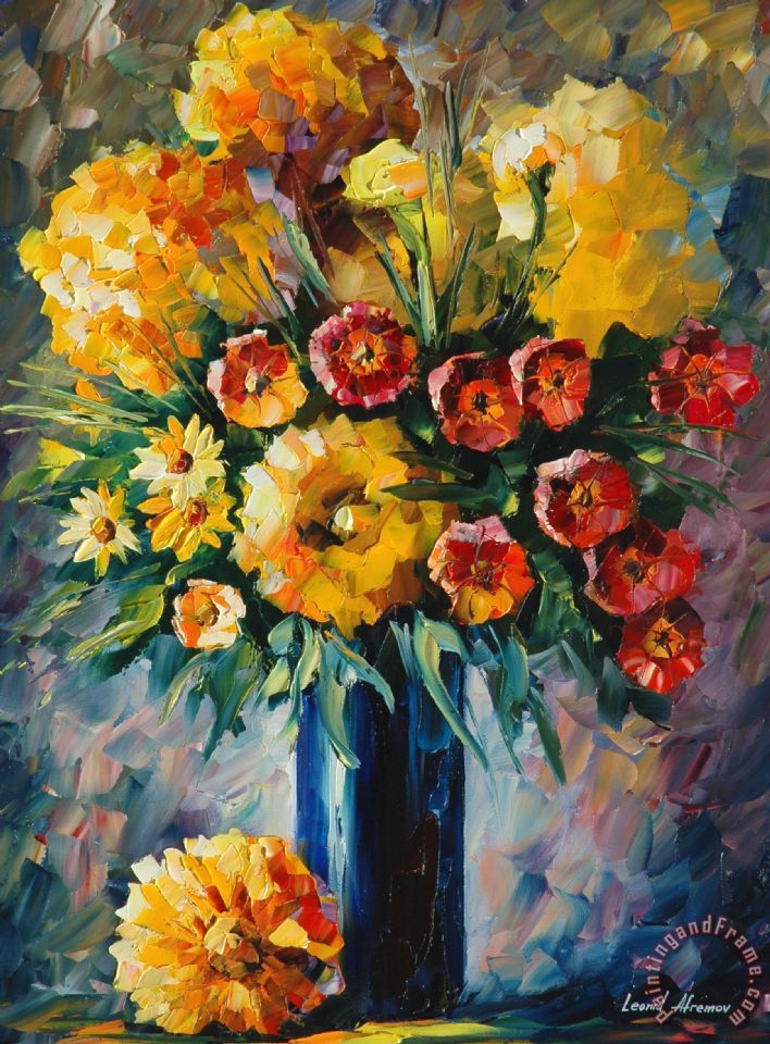 Leonid Afremov Beautiful Flowers painting - Beautiful Flowers print for ...