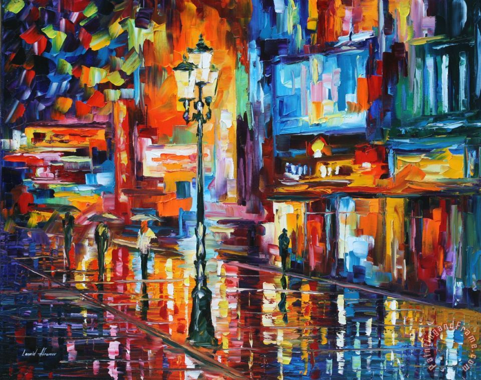 Leonid Afremov Downtown Lights painting Downtown Lights print for sale