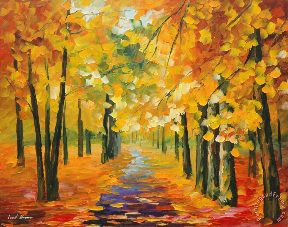 Leonid Afremov Golden Autumn painting - Golden Autumn print for sale