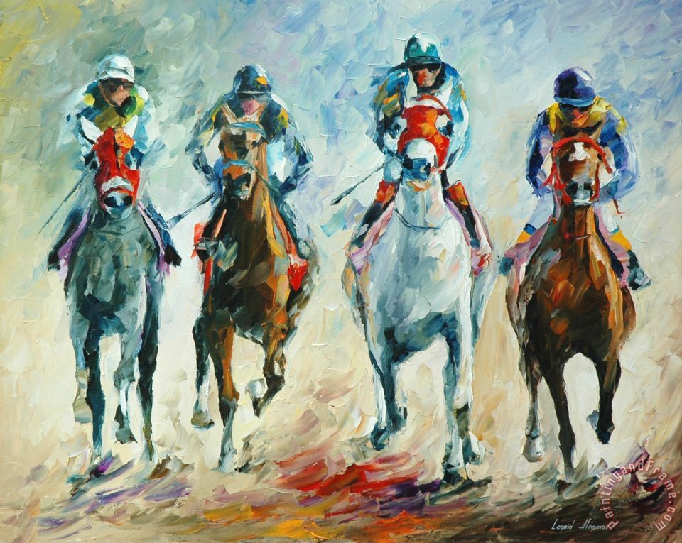 Leonid Afremov Horse Racing painting - Horse Racing print for sale