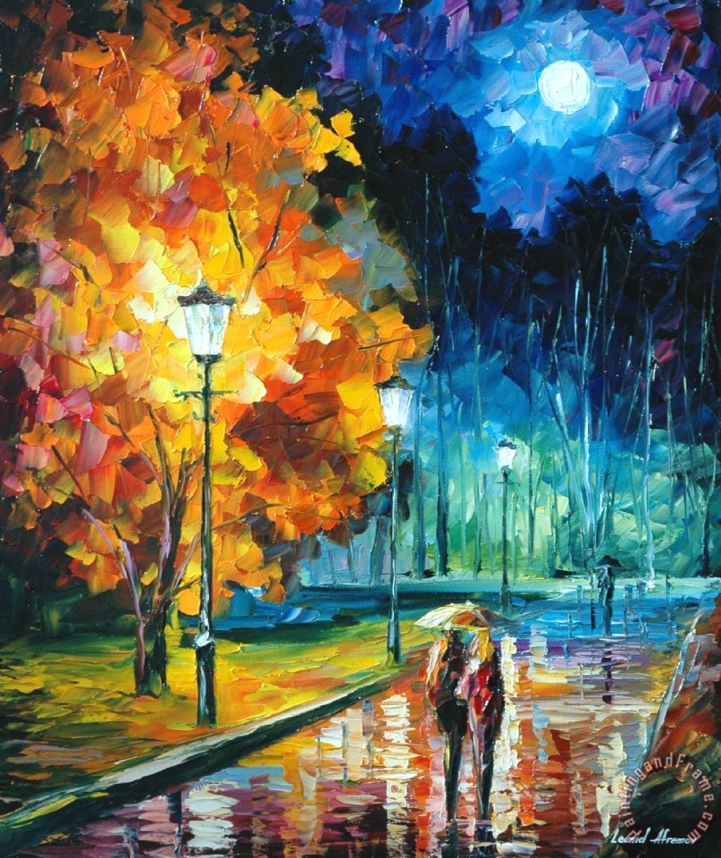 Leonid Afremov Romantic Night painting - Romantic Night print for sale