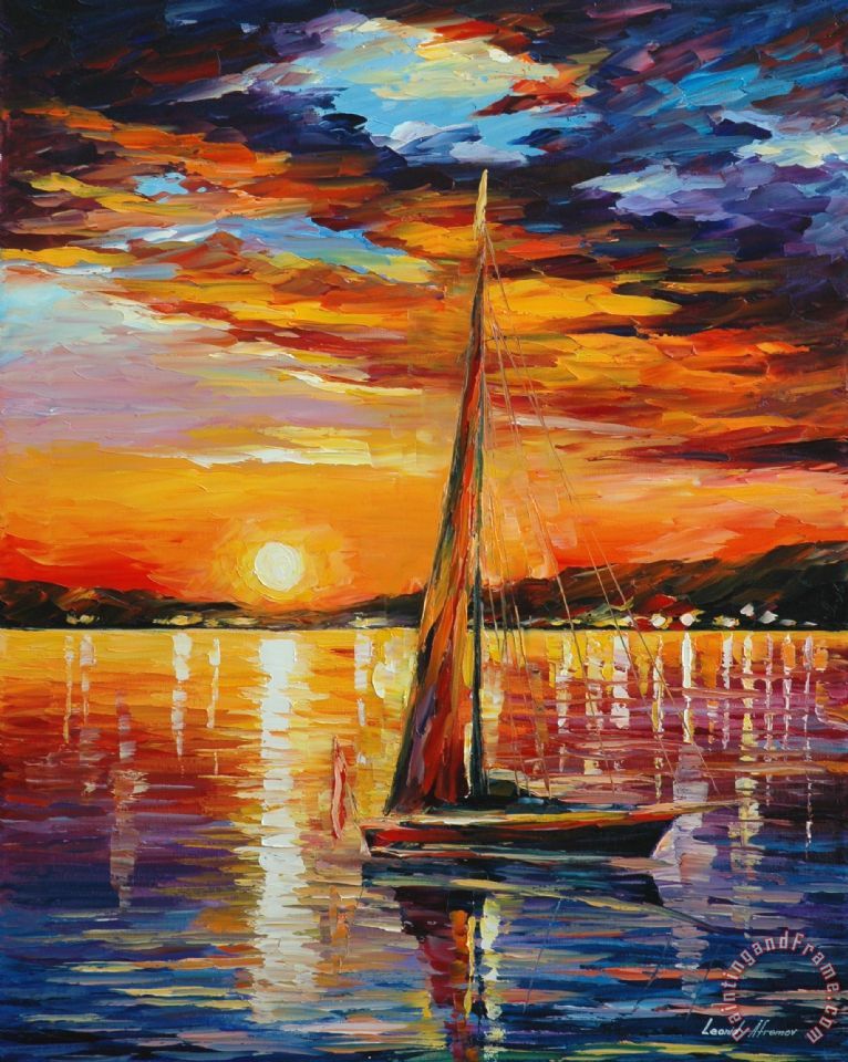 Leonid Afremov Sail In Sunset painting - Sail In Sunset print for sale