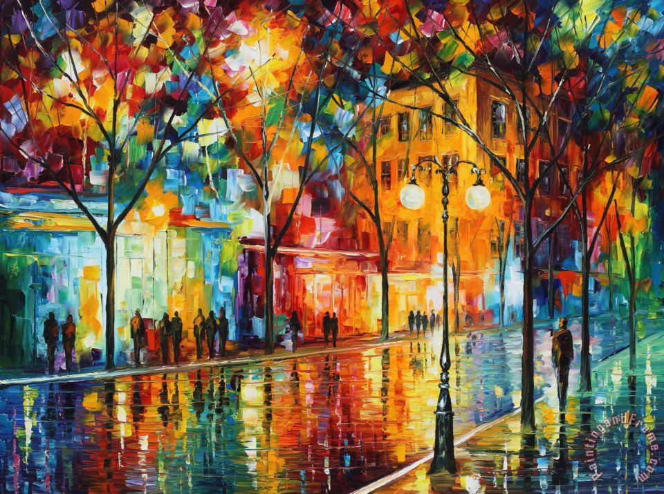 Leonid Afremov The tears of the fall painting - The tears of the fall ...