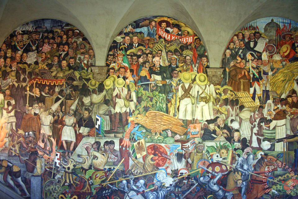 Diego Rivera History of Mexico painting - History of Mexico print for sale