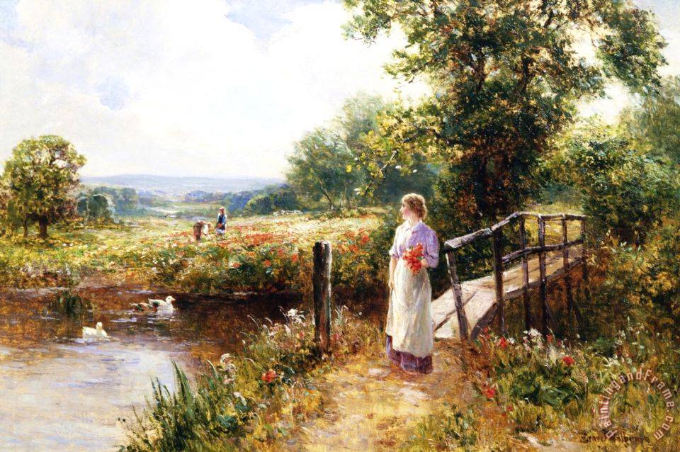 Ernest Walbourn Gathering Poppies Near Winchester England painting ...