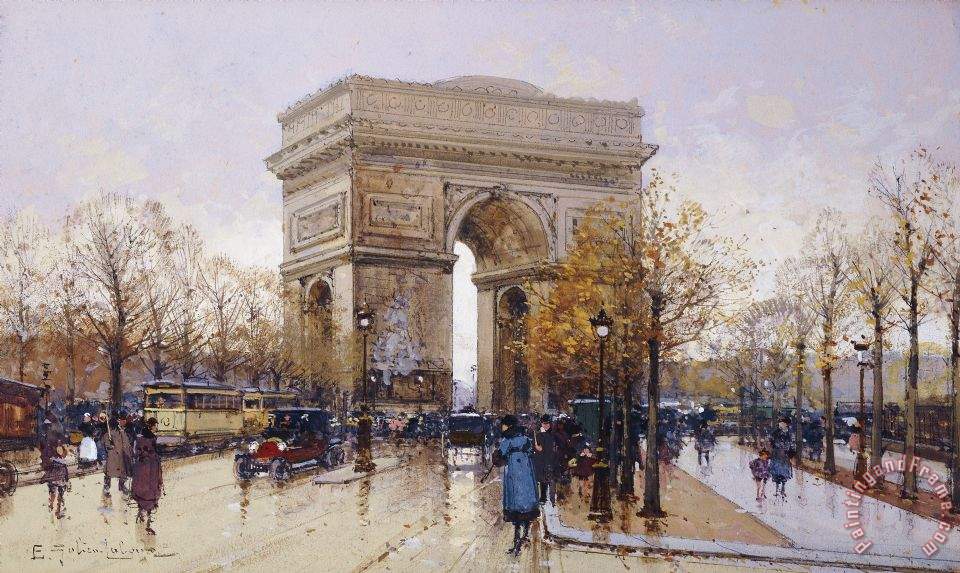 Eugene Galien-Laloue L'arc De Triomphe Paris painting - L'arc De