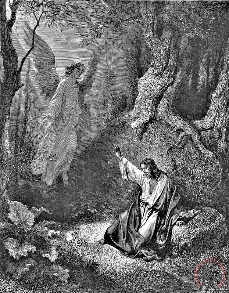 Gustave Dore Jesus And Angel Bible Illustration painting Jesus And