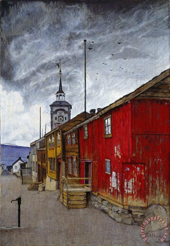 Harald Sohlberg Street in Roros painting Street in Roros