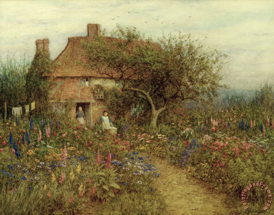 Helen Allingham A Cottage near Brook Witley Surrey painting - A Cottage ...