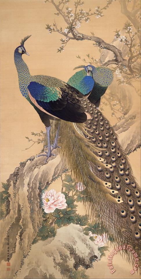 Imao Keinen A Pair of Peacocks in Spring painting - A Pair of Peacocks ...