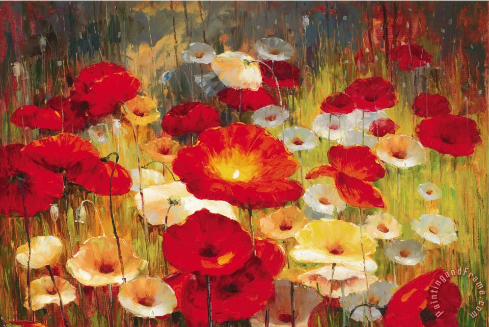 Lucas Santini Meadow Poppies painting - Meadow Poppies print for sale