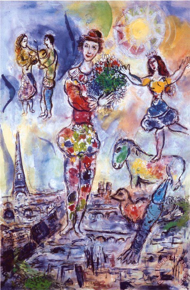 Marc Chagall On The Roof of Paris painting - On The Roof of Paris print ...