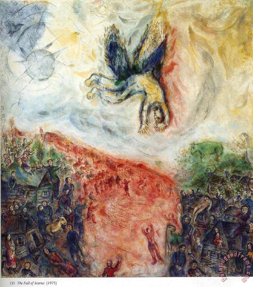 Marc Chagall The Fall of Icarus 1975 painting - The Fall of Icarus 1975 ...