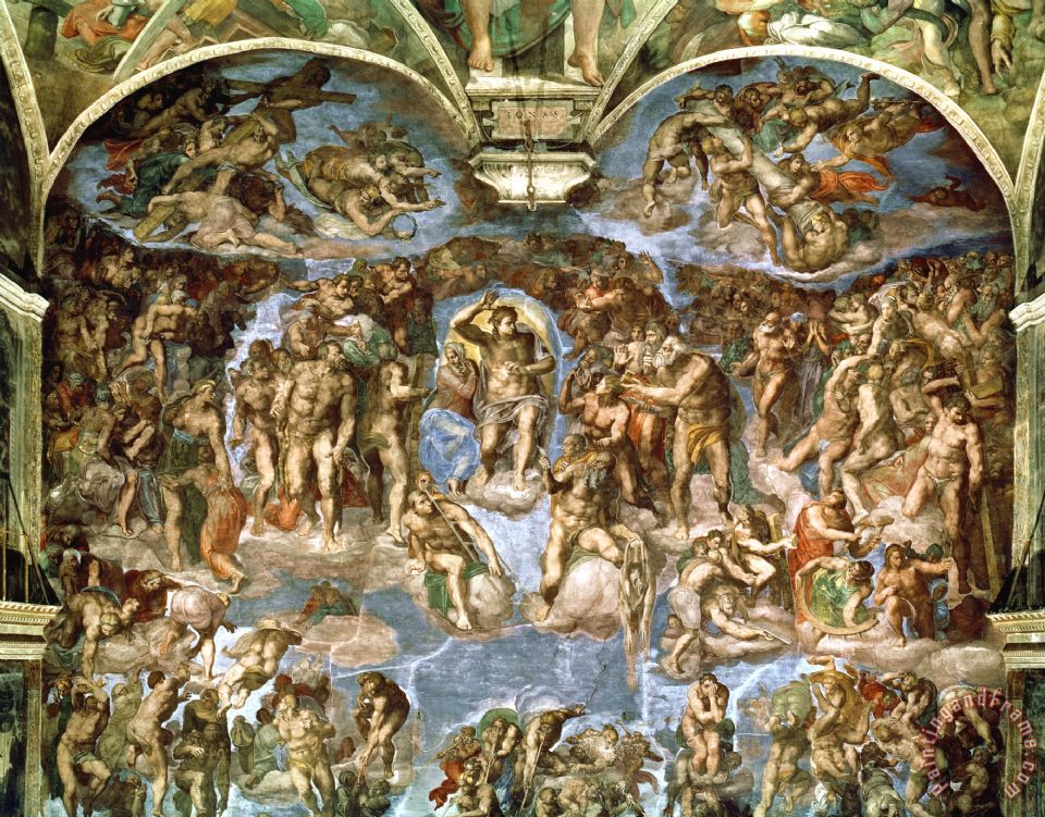 Michelangelo Buonarroti Last Judgement From The Sistine Chapel 1538 41 Fresco Framed Print By Michelangelo Buonarroti