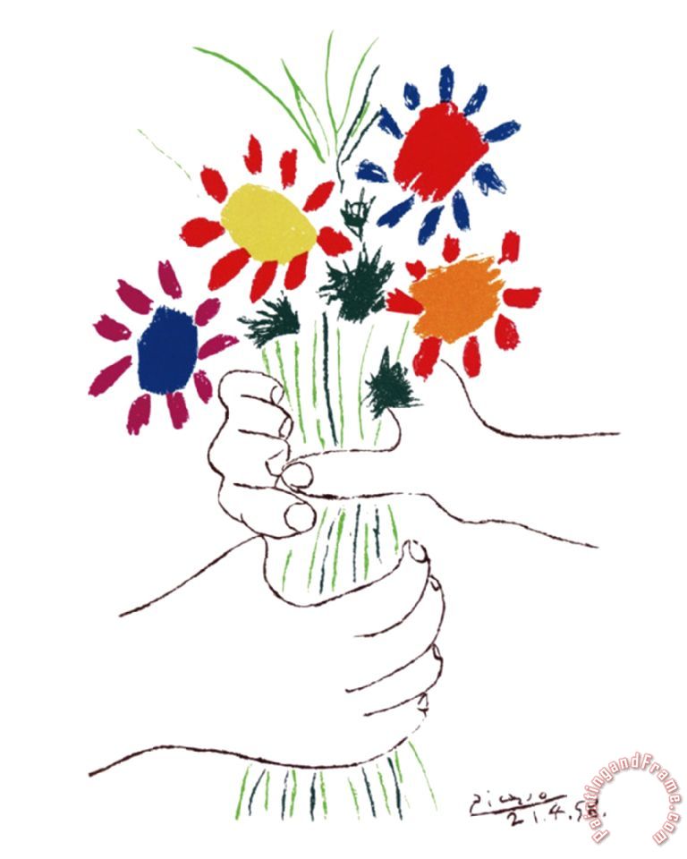 Pablo Picasso Hand with Bouquet painting Hand with Bouquet print for sale