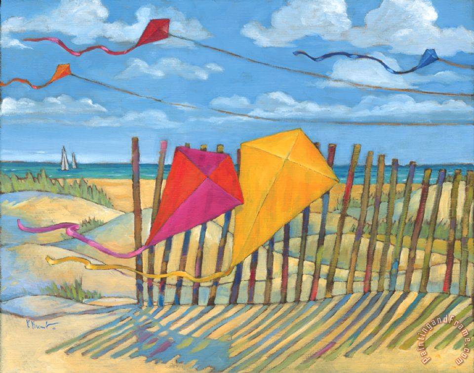 Paul Brent Beach Kites Yellow painting Beach Kites