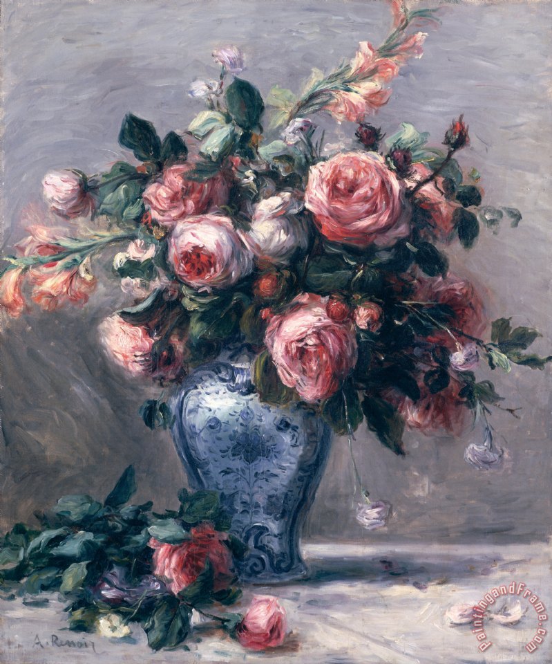 Pierre Auguste Renoir Vase of Roses painting - Vase of Roses print for sale