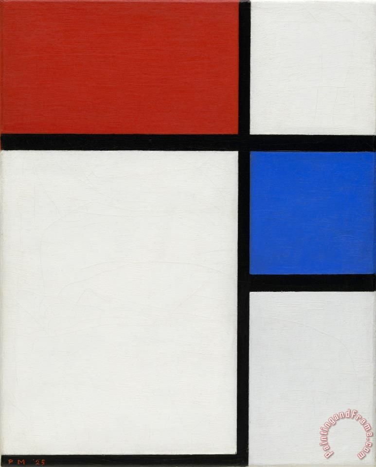 Piet Mondrian Composition No. Ii, with Red And Blue painting ...