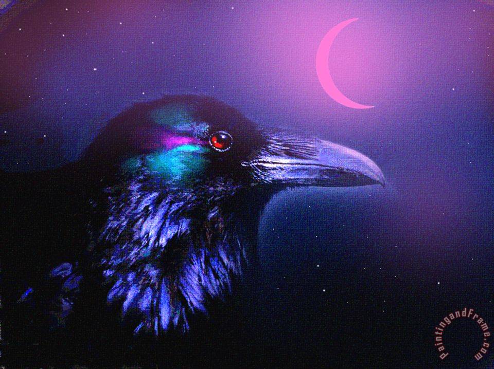 Robert Foster Red Moon Raven painting - Red Moon Raven print for sale