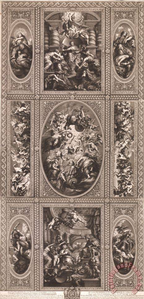 Simon Gribelin From The Painting Of The Ceiling In The Banqueting House At White Hall In The Year 1720 Painting From The Painting Of The Ceiling In